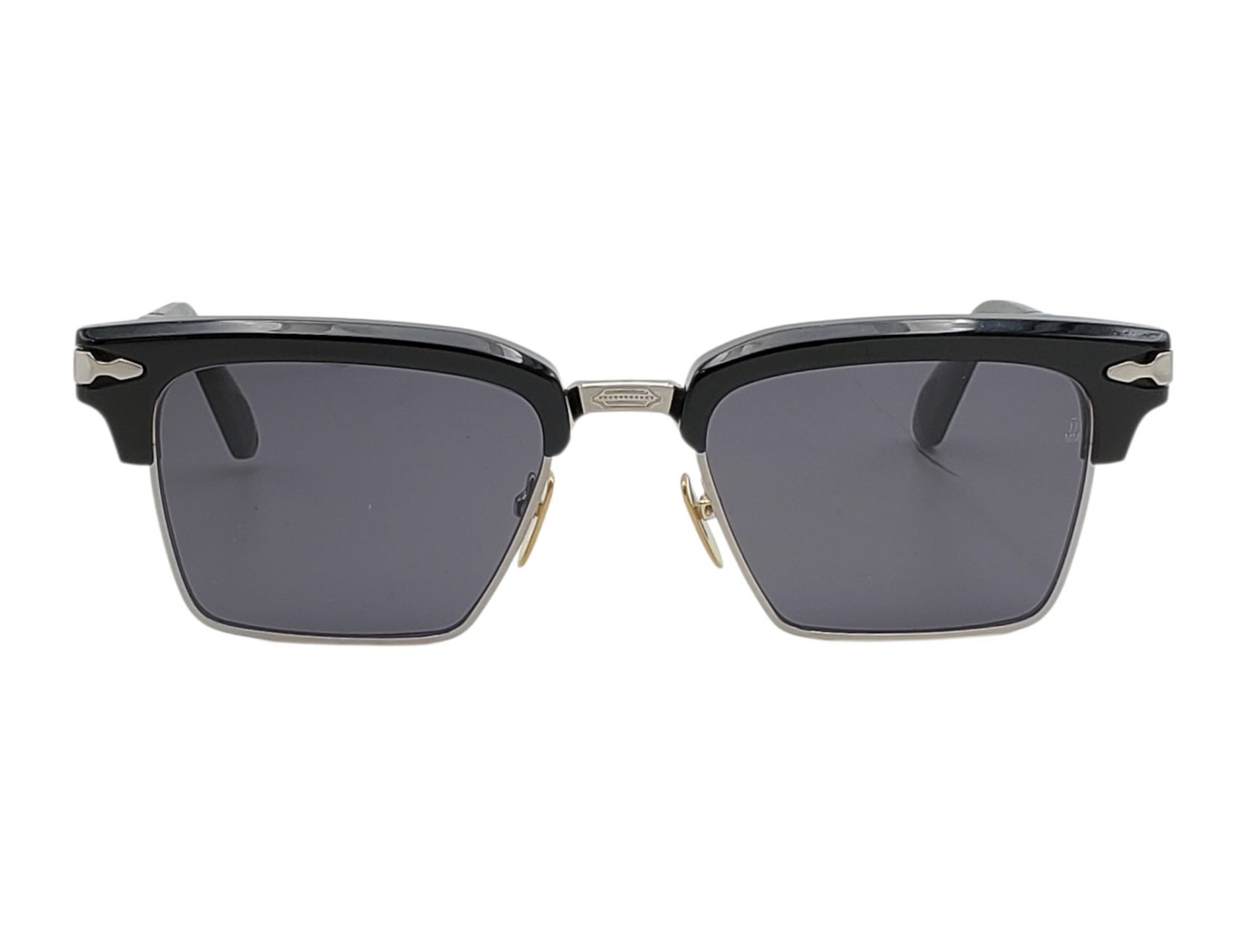 JACQUES MARIE MAGE ALIN SQUARE SUNGLASSES Black Gold and Silver with Grey Lenses