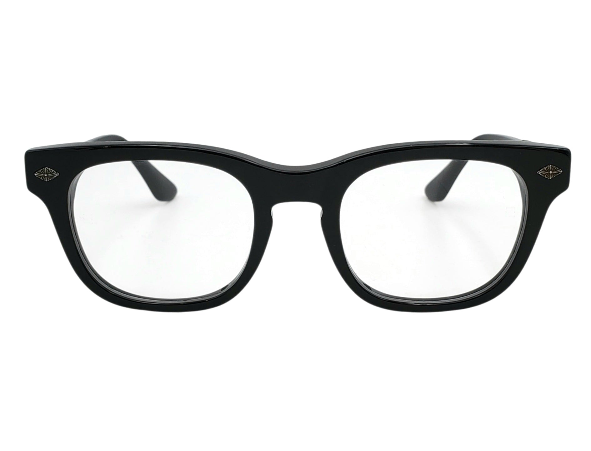 CHROME HEARTS BAGGINS BLACK AND SILVER SQUARE OPHTHALMIC GLASSES