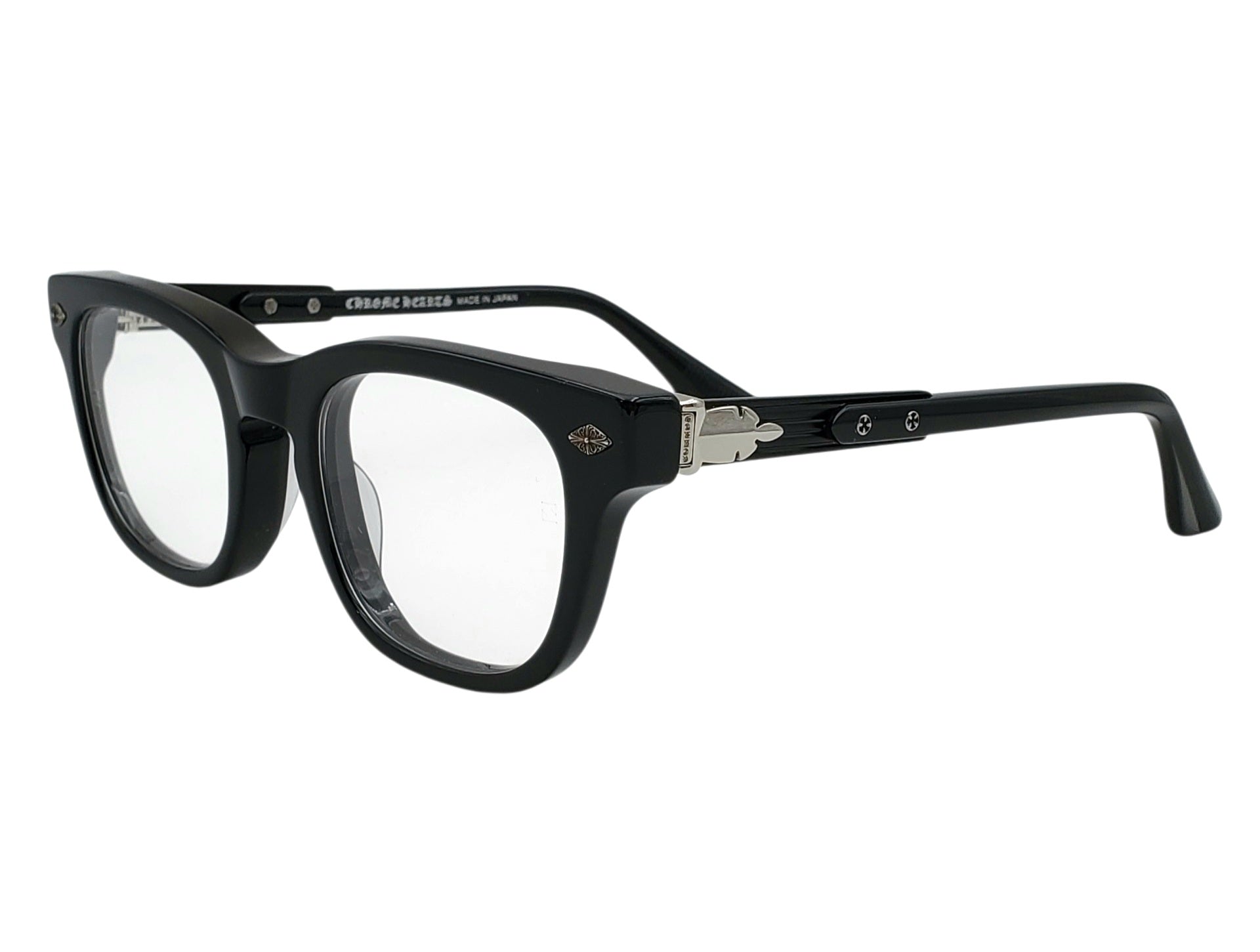CHROME HEARTS BAGGINS BLACK AND SILVER SQUARE OPHTHALMIC GLASSES