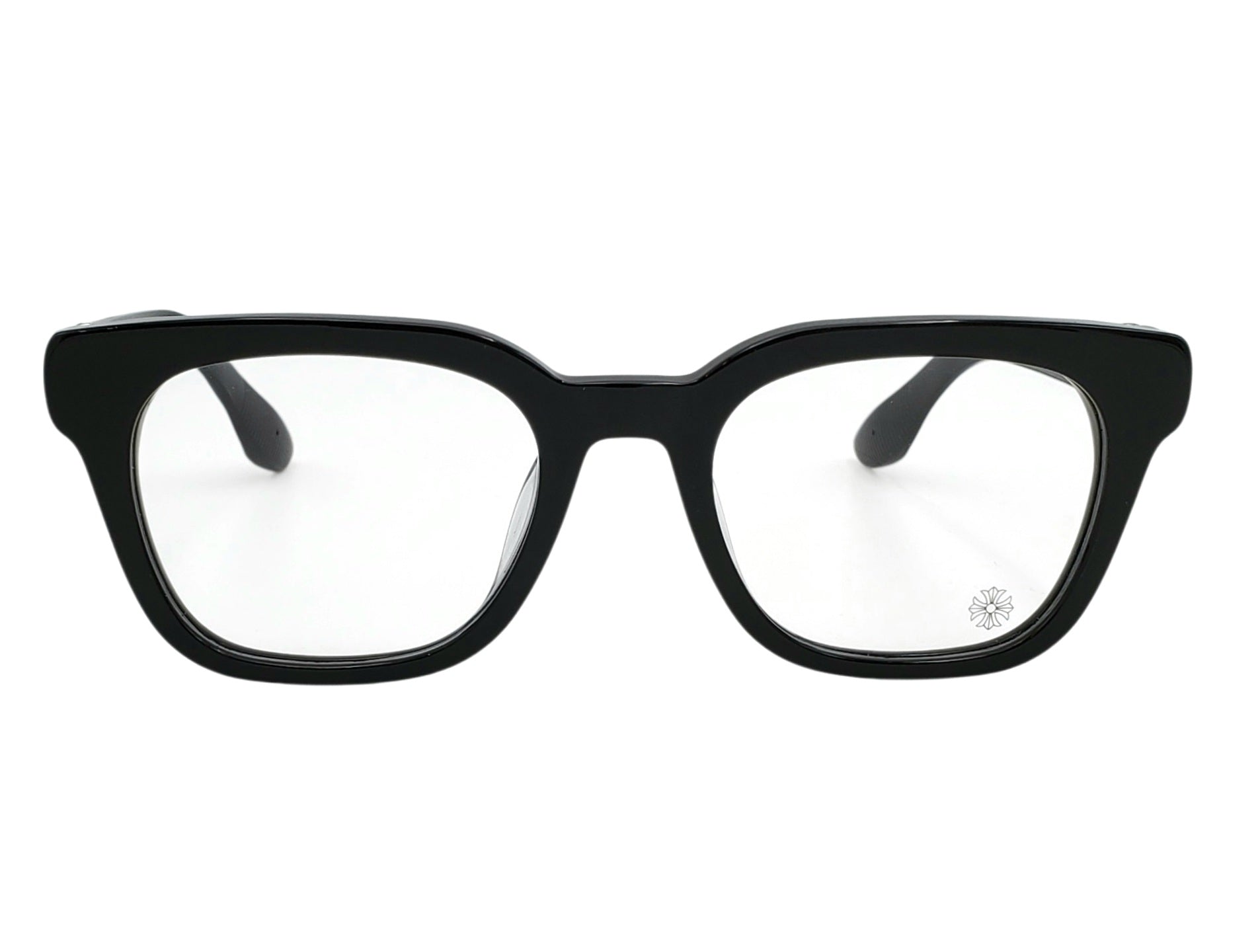 CHROME HEARTS WELL HELL YEAH BLACK AND SILVER SQUARE OPHTHALMIC GLASSES