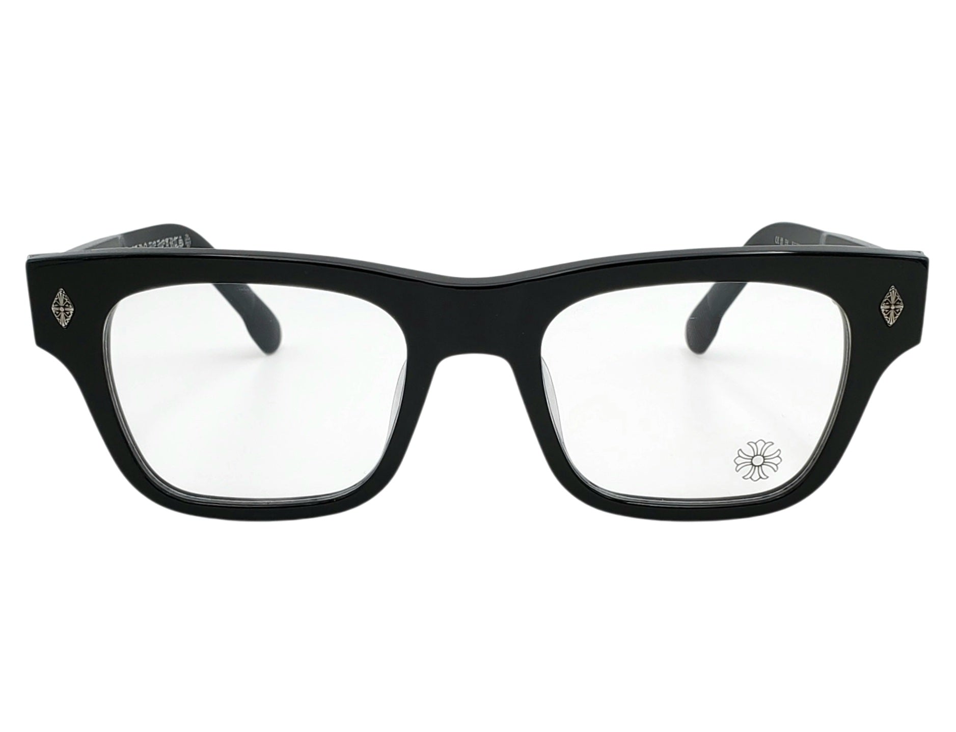CHROME HEARTS CRYPDIC BLACK AND SILVER SQUARE OPHTHALMIC GLASSES
