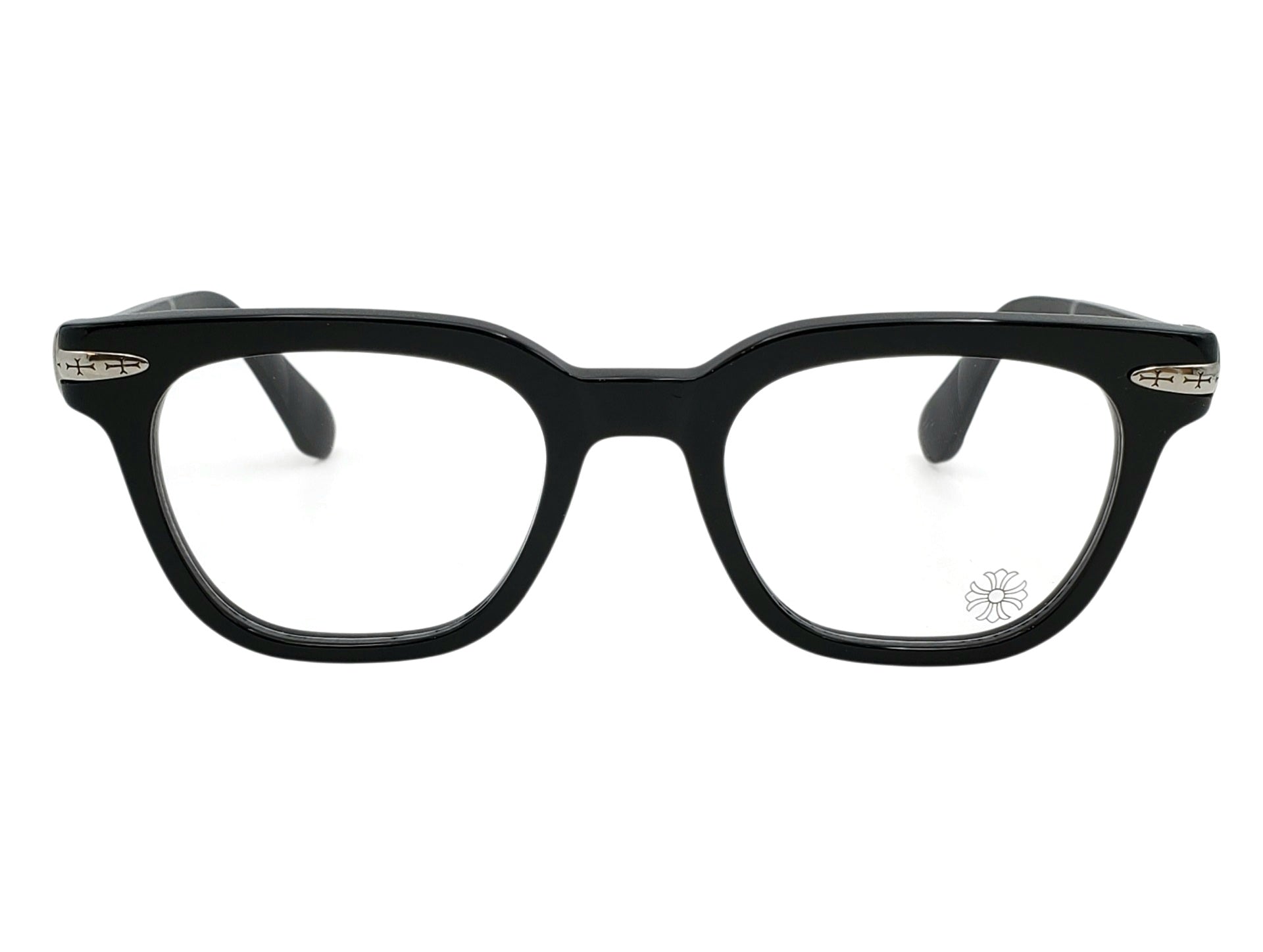 CHROME HEARTS DRIPPIN BLACK AND SILVER SQUARE OPHTHALMIC GLASSES