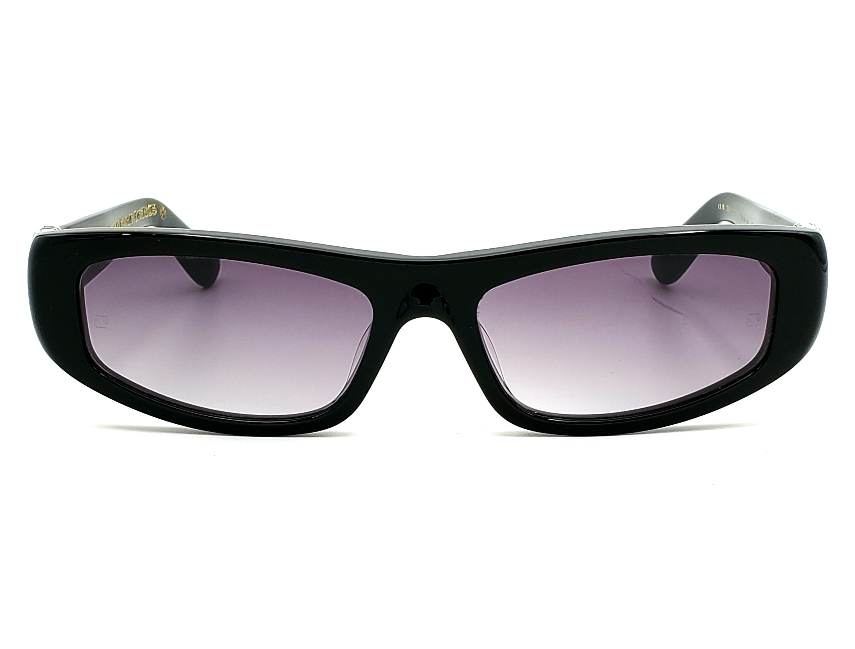 CHROME HEARTS ROLLER BLACK AND CHROME RECTANGULAR SUNGLASSES