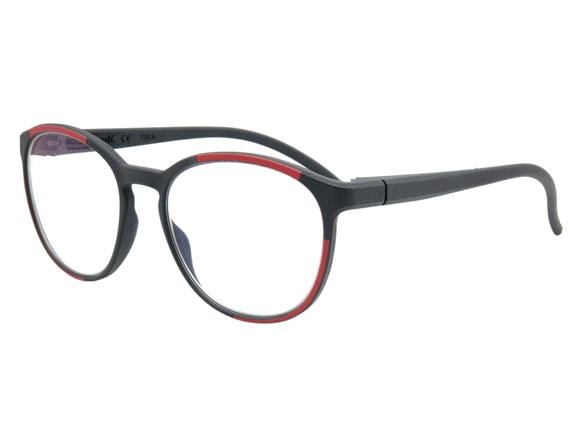 ROLF EYEWEAR AVON BLACK AND RED ROUND OPHTHALMIC GLASSES