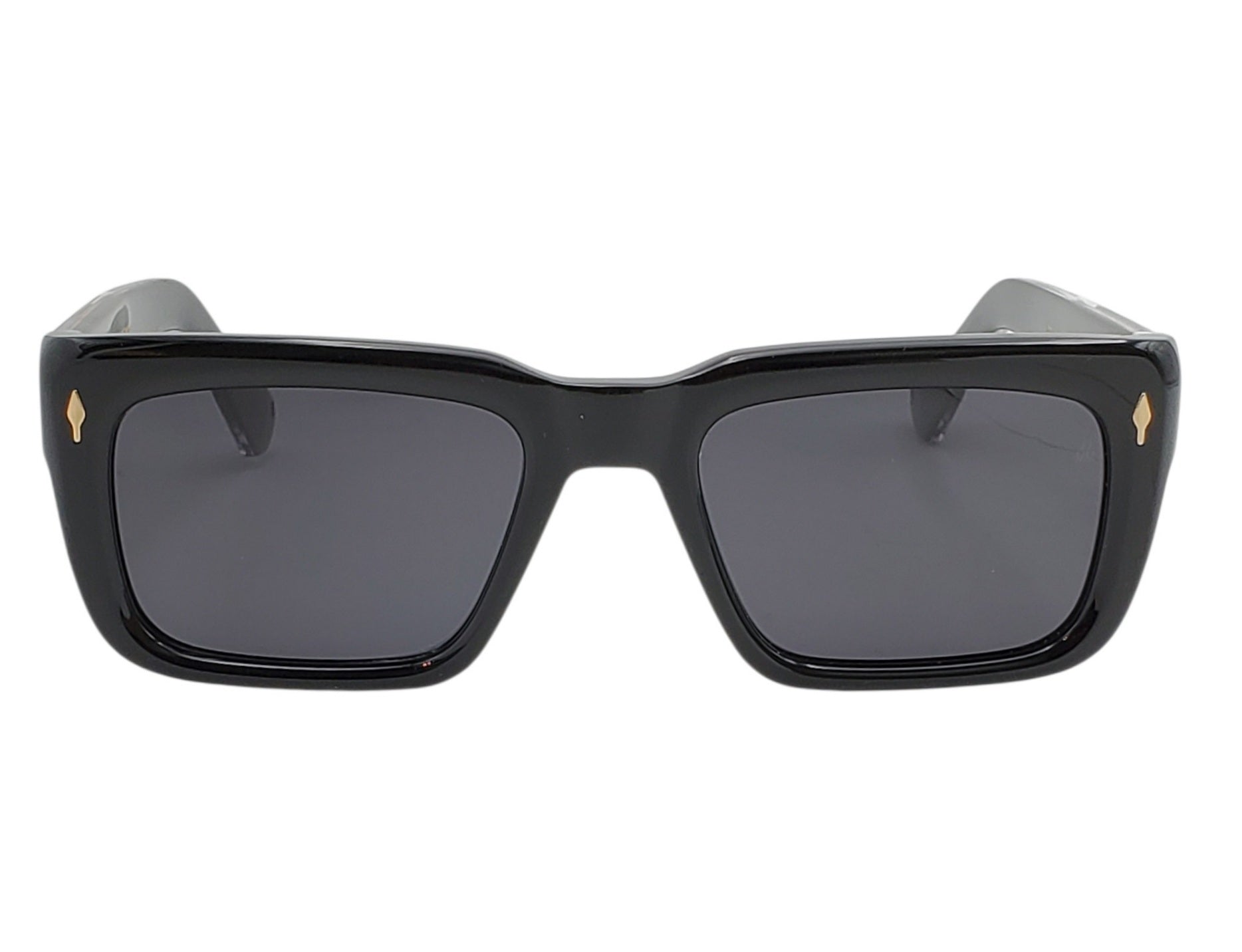 JACQUES MARIE MAGE WALKER RECTANGULAR POLARIZED SUNGLASSES Black and Gold with Grey Polarized Lenses