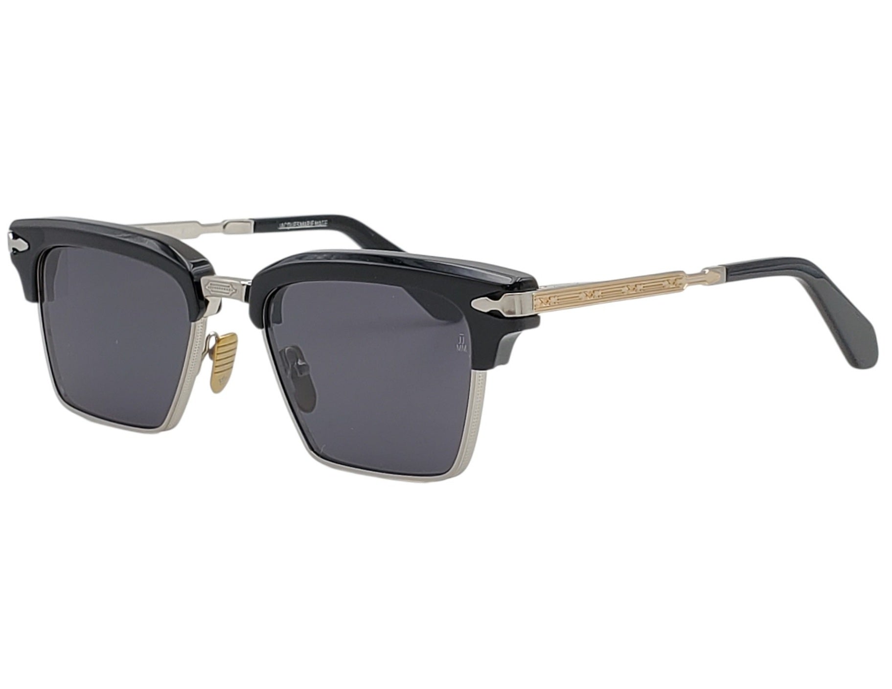 JACQUES MARIE MAGE ALIN SQUARE SUNGLASSES Black Gold and Silver with Grey Lenses