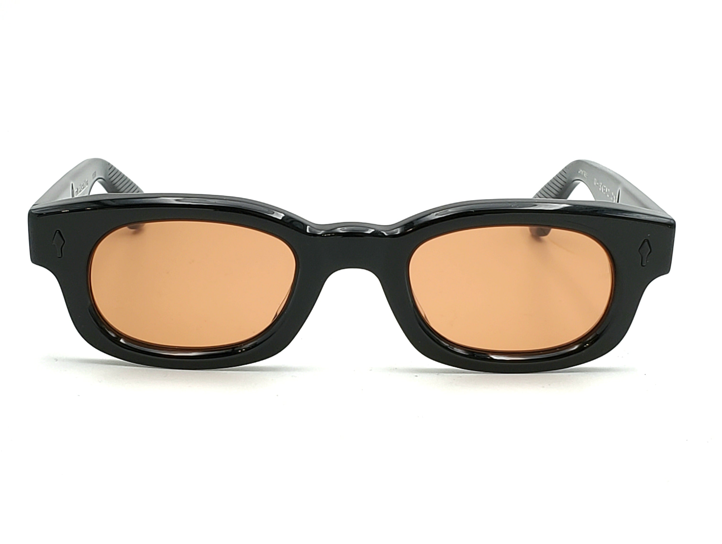 JACQUES MARIE MAGE WHISKEYCLONE RECTANGULAR SUNGLASSES Black with Amber Lenses