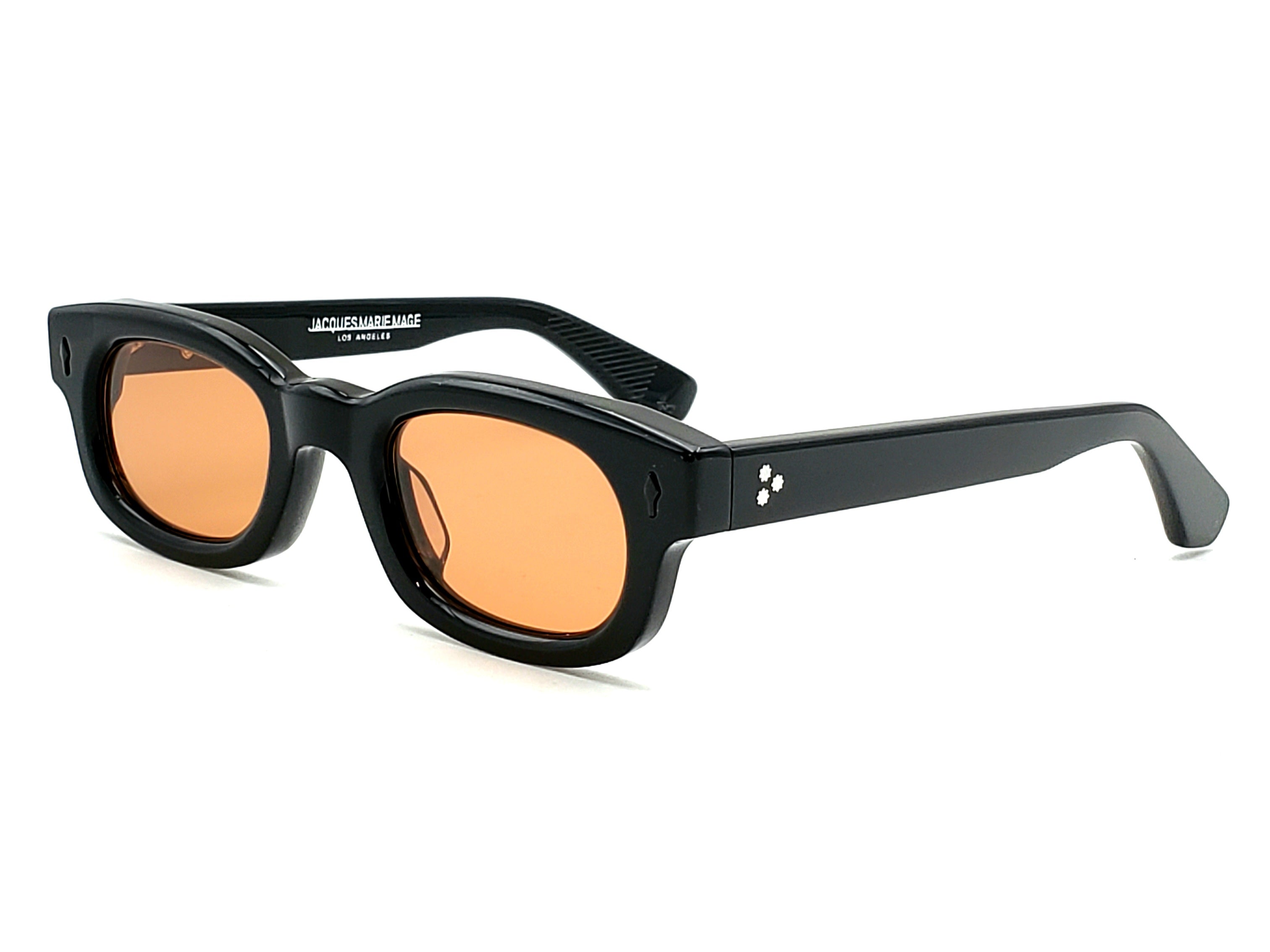 JACQUES MARIE MAGE WHISKEYCLONE RECTANGULAR SUNGLASSES Black with Amber Lenses