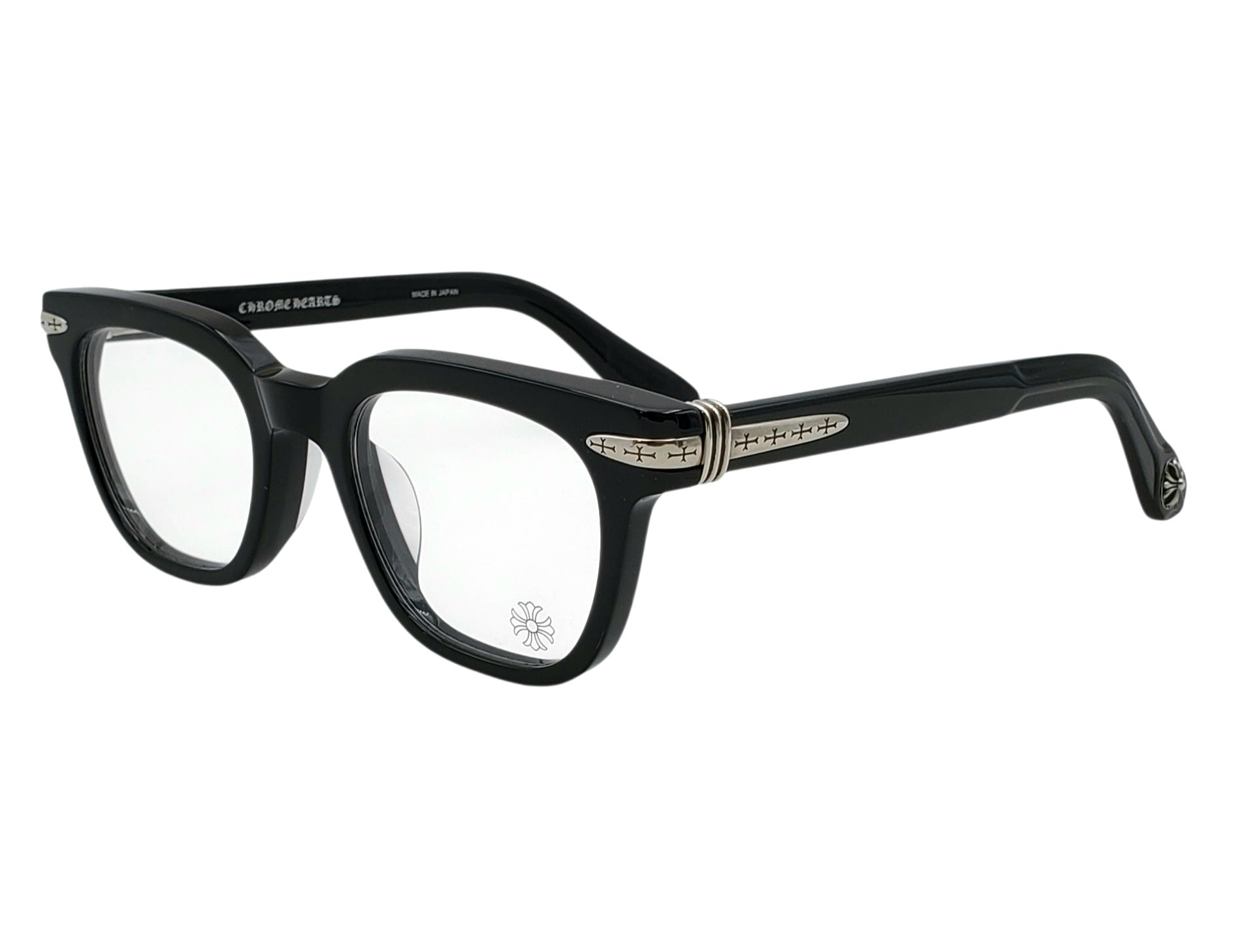 CHROME HEARTS DRIPPIN BLACK AND SILVER SQUARE OPHTHALMIC GLASSES
