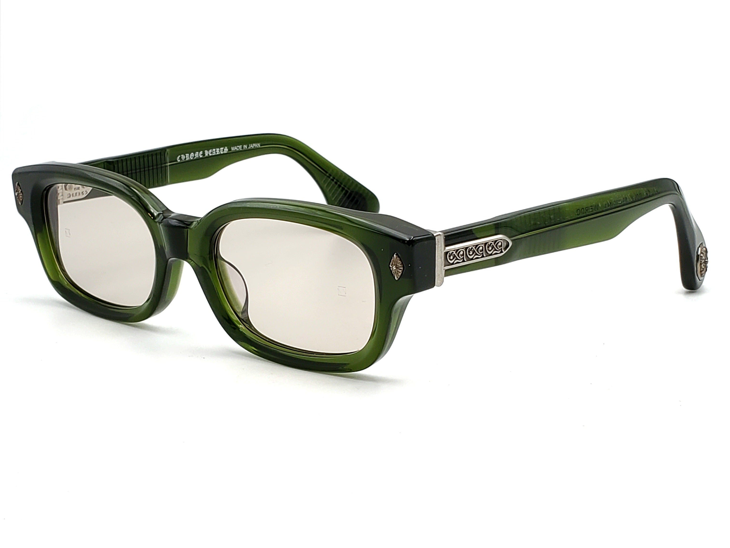 CHROME HEARTS WEIRDO CRYSTAL GREEN RECTANGULAR SUNGLASSES
