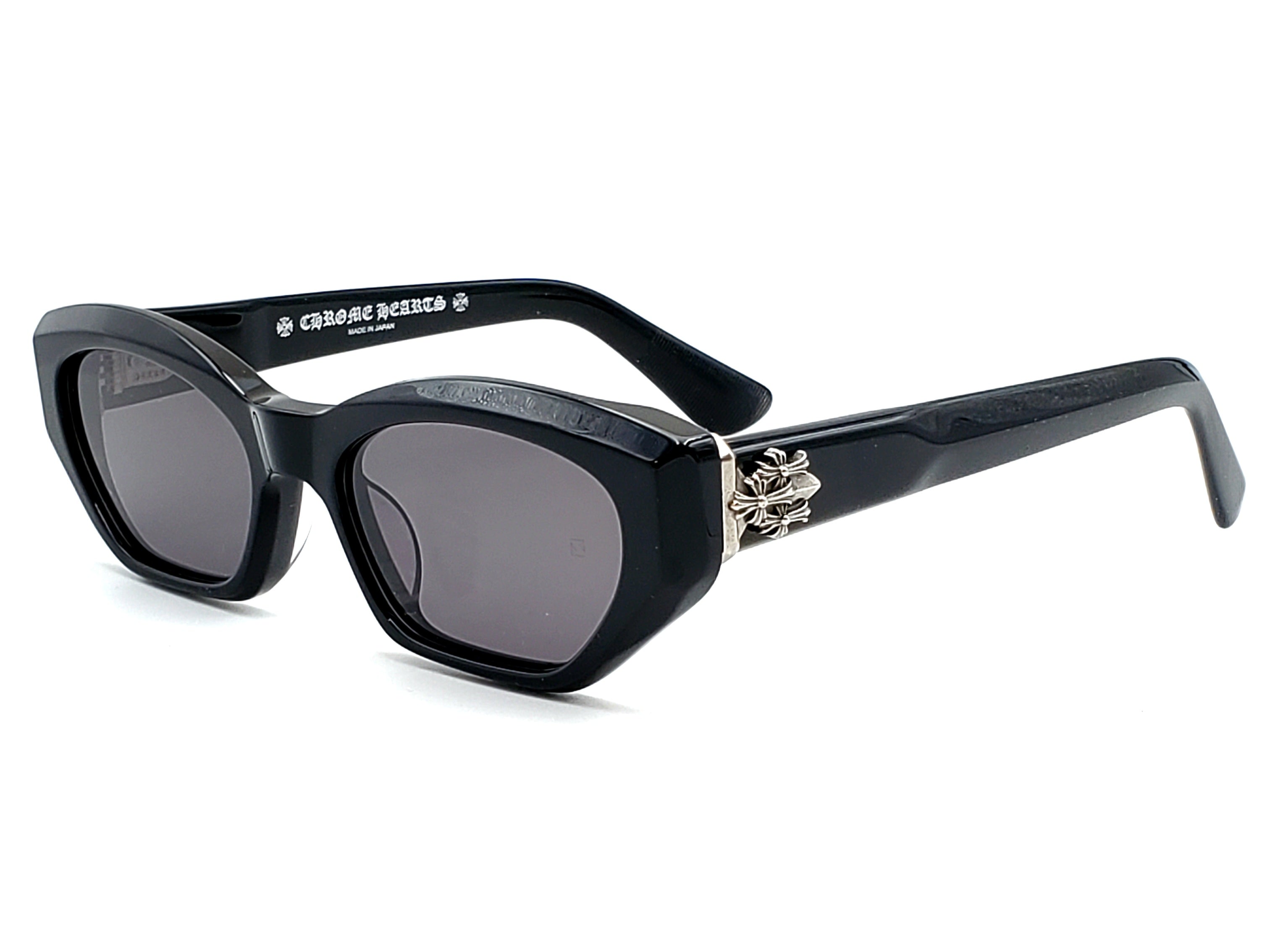 CHROME HEARTS HALLLA BALUUUU BLACK RECTANGULAR CAT EYE SUNGLASSES