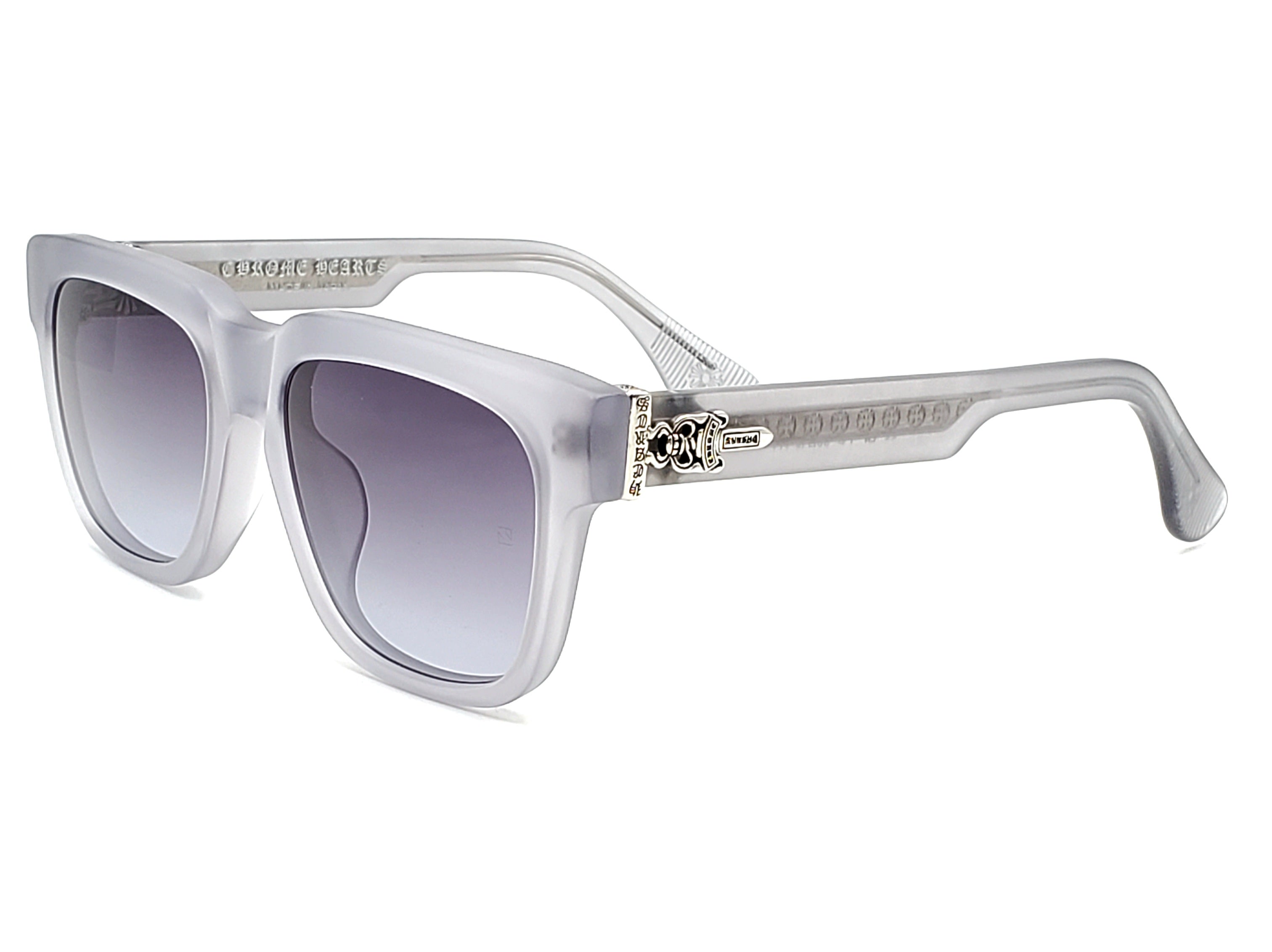 CHROME HEARTS BOX-OFFICER MATTE GREY SQUARE SUNGLASSES
