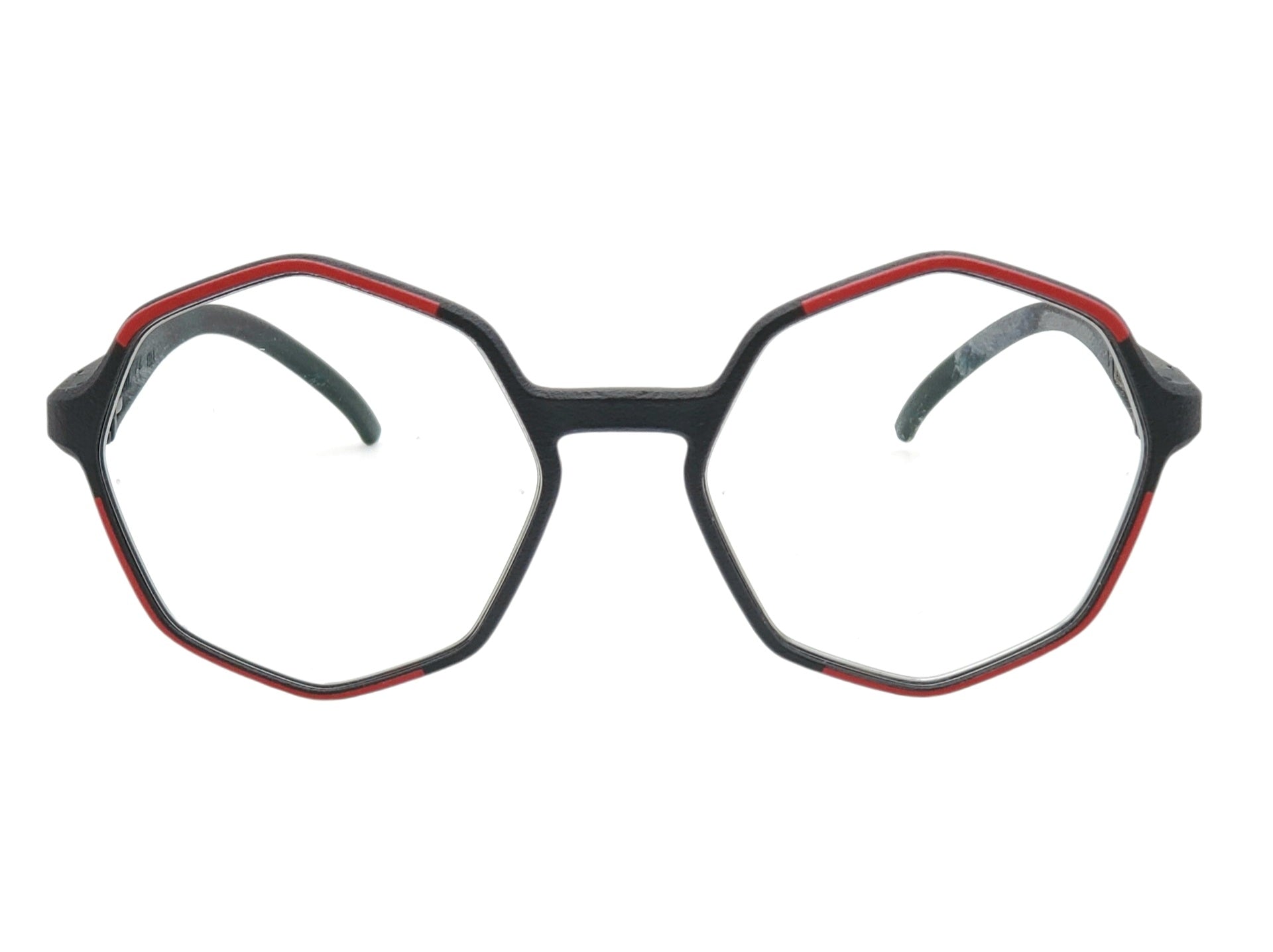 ROLF EYEWEAR LOIR BLACK AND RED OCTAGON OPHTHALMIC GLASSES