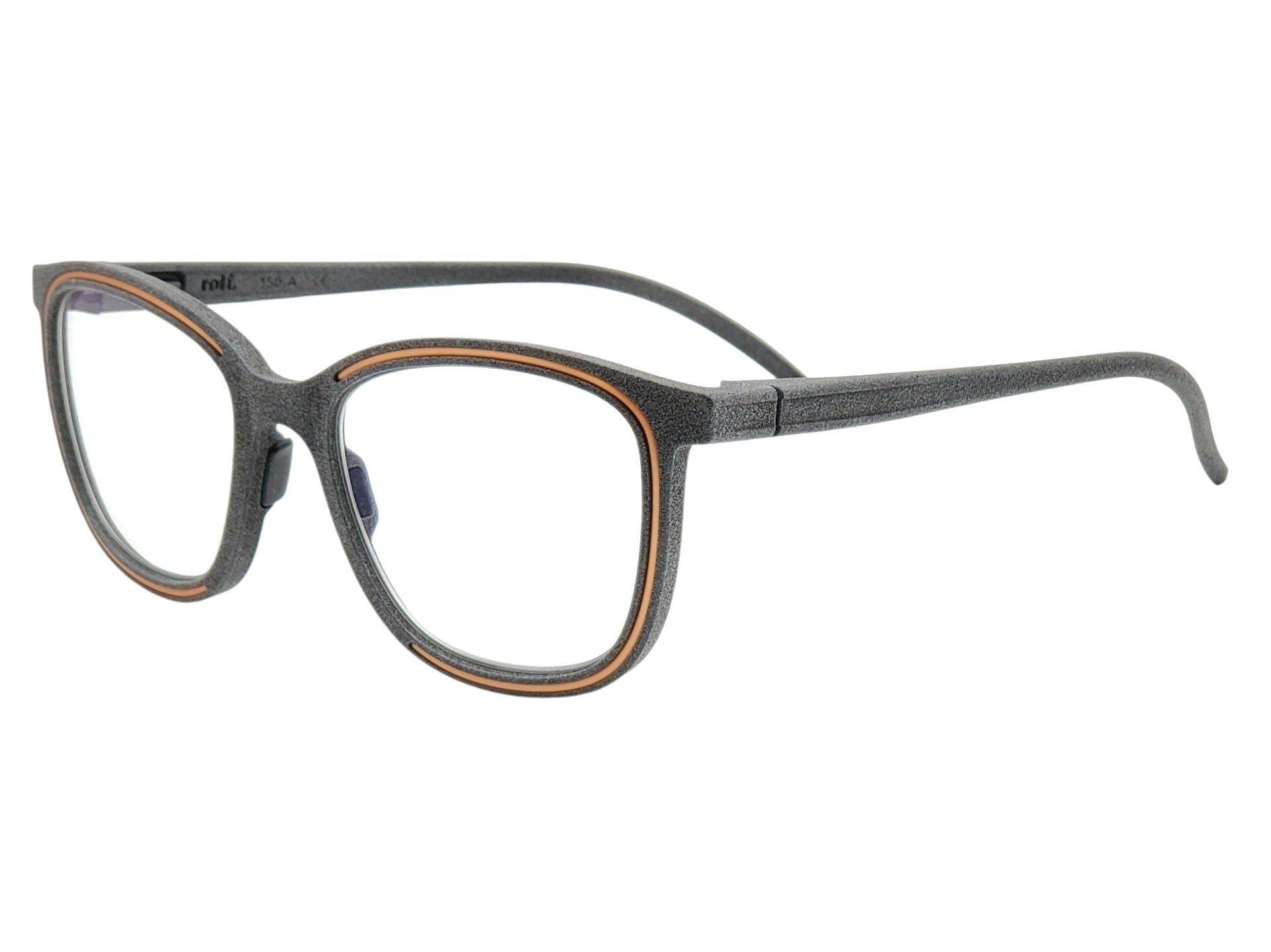 ROLF EYEWEAR BLOM GREY AND ORANGE SQUARE OPHTHALMIC GLASSES