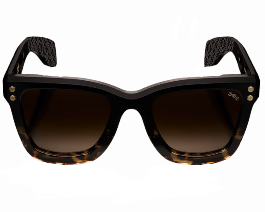 HOORSENBUHS MODEL I BLACK/TORTOISE FADE SQUARE SUNGLASSES