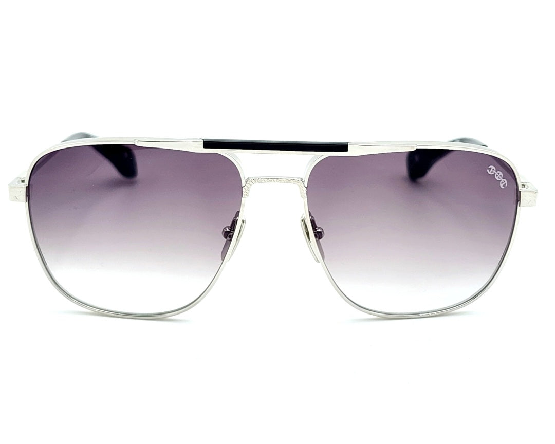 HOORSENBUHS MODEL XI |SHINY SILVER BLACK AVIATOR SUNGLASSES