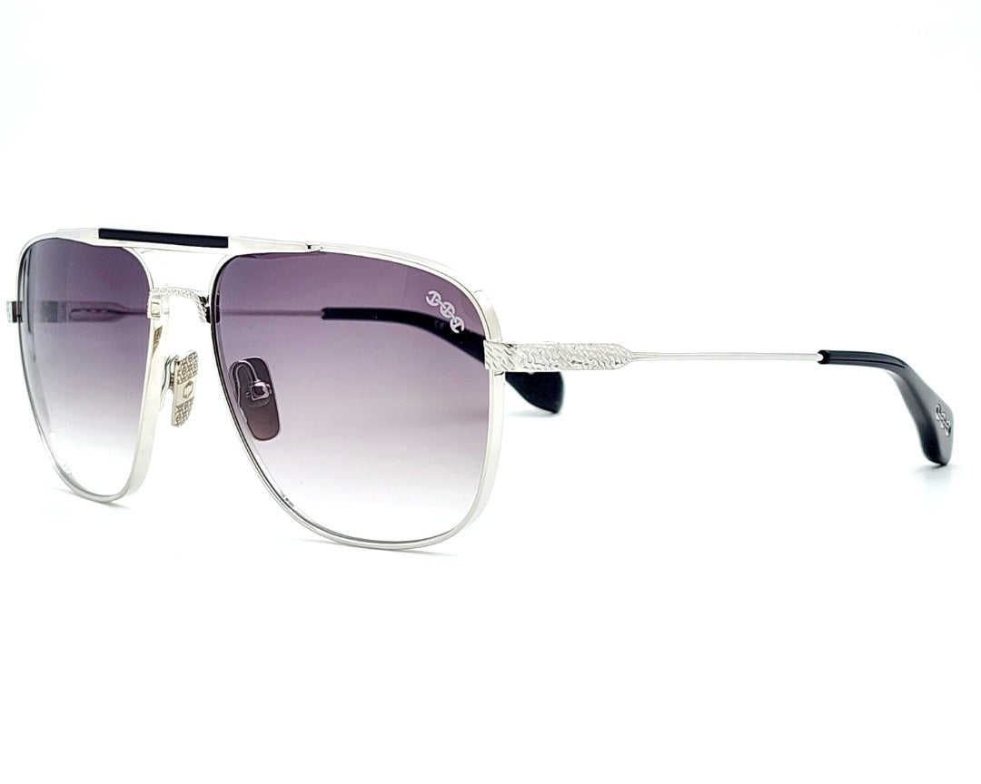 HOORSENBUHS MODEL XI |SHINY SILVER BLACK AVIATOR SUNGLASSES